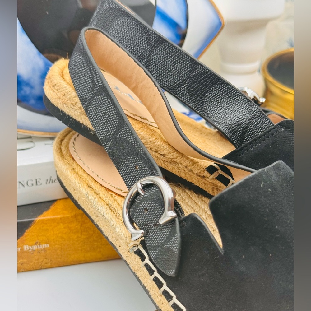 🆕 COACH 🧿 NWOT Black Suede Candice Espadrille - Size US 6 - Picture 14 of 16